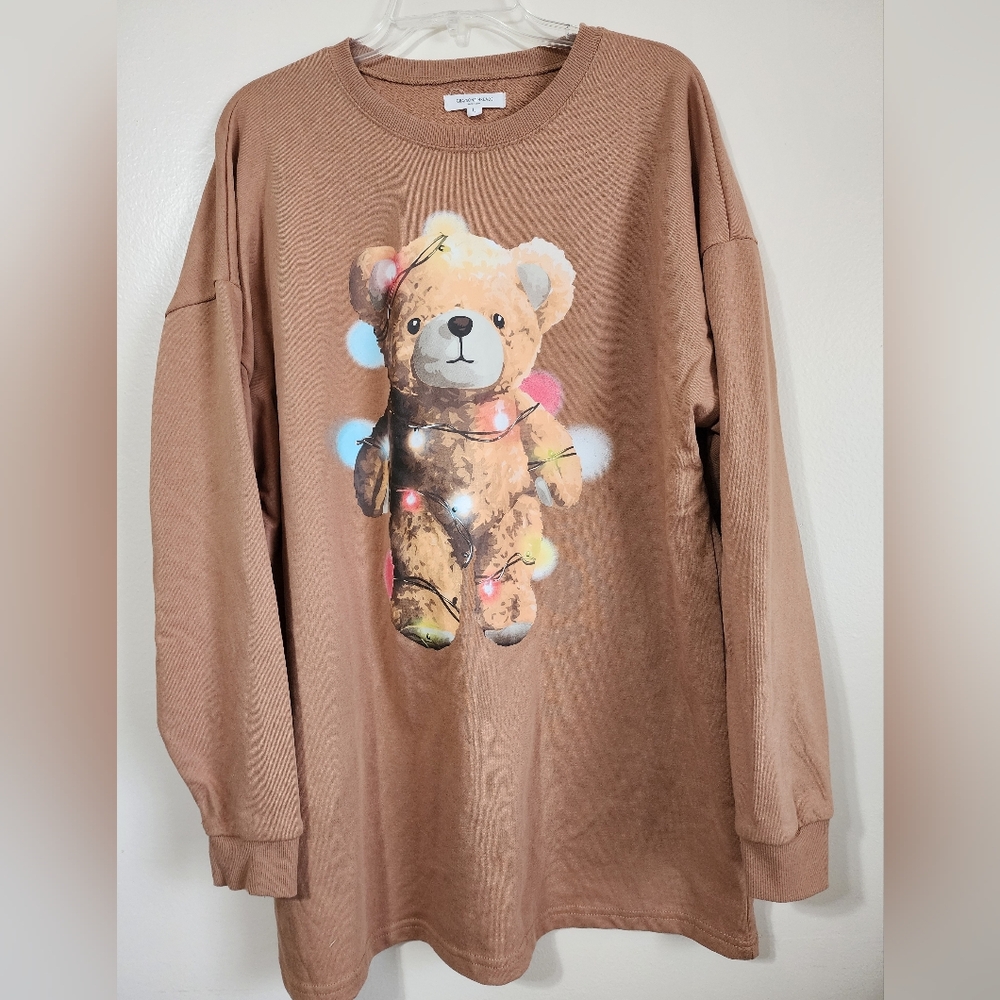 Brown Teddy Bear Womens Longsleeve Shirt